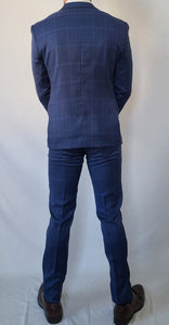 Slim Fit Blue Checkered Suit - Tall