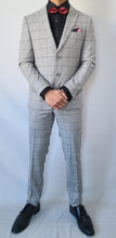 Load image into Gallery viewer, Slim Fit Light Grey Checkered Suit
