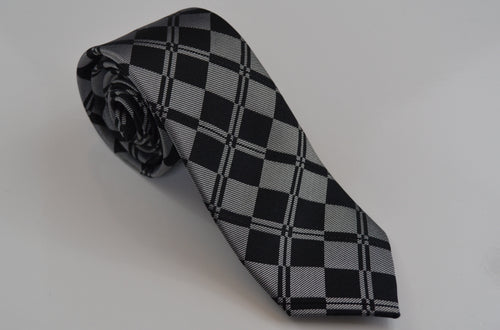 Grey and White Squared Tie