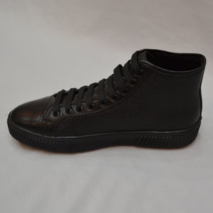 High-Top Leather Sneakers - Black