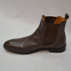 Textured Leather Chelsea Boots - Brown