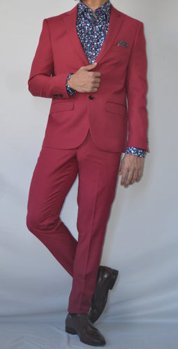 Slim Fit Red Suit