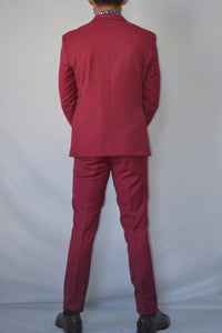 Slim Fit Red Suit - Short