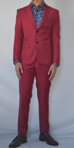 Slim Fit Red Suit