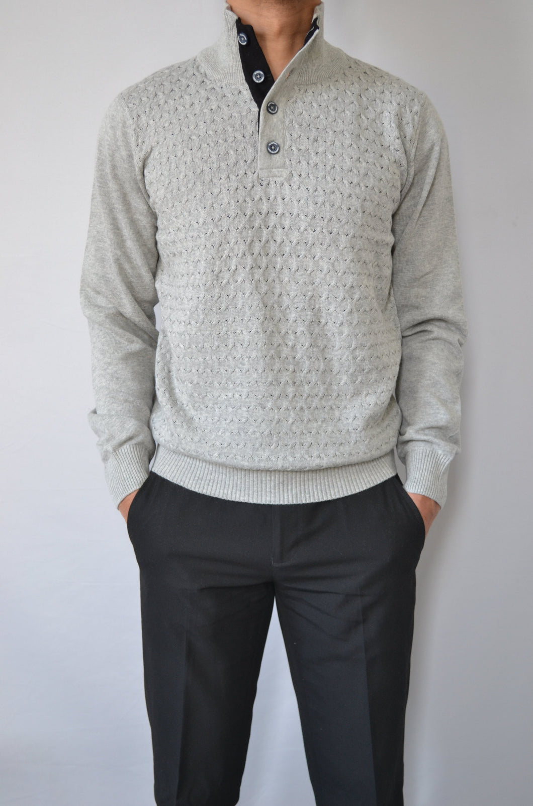 Mockneck Button-Up Sweater
