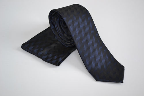 Navy Blue Patterned Tie