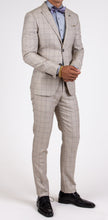 Load image into Gallery viewer, Slim Beige Checkered Suit - Short